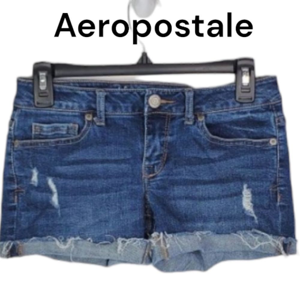  Midi distressed roll cuff denim shorts sz 2